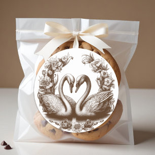 Brown Swan Wedding Favour Sticker Autumn