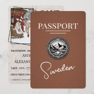 Brown Sweden Passport Save The Date