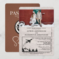 Brown Sweden Passport Wedding Invitation