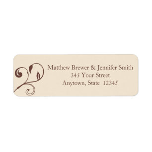 Brown Swirls and Curls Envelope Address Labels