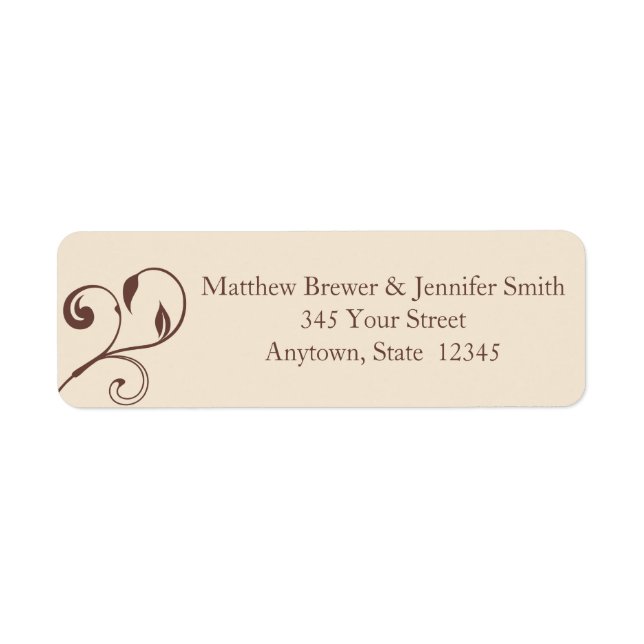 Brown Swirls and Curls Envelope Address Labels (Front)