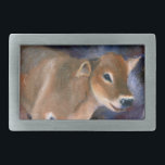 Brown Swiss Calf Belt Buckle<br><div class="desc">From an original aceo oil painting by Brenda Thour of an adorable Brown Swiss Calf we saw at the Minnesota Zoological Gardens named Tolbie.  Copyright by Brenda Thour 2008.</div>