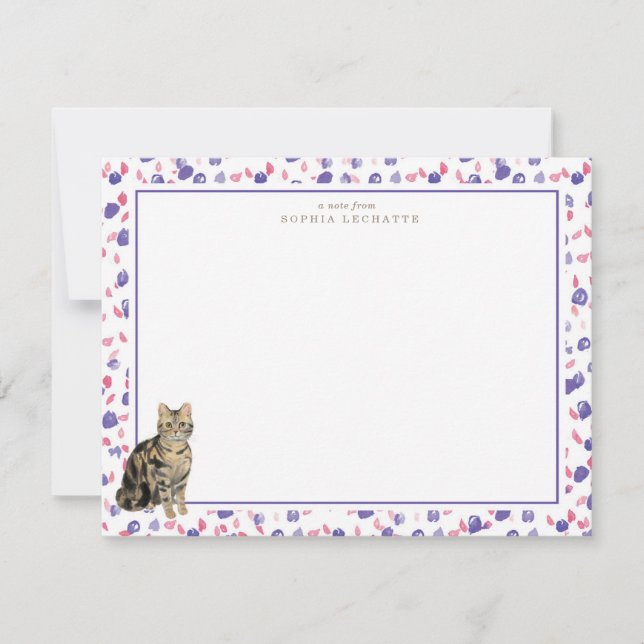 Brown Tabby Cat Personalized Stationery Card (Front)