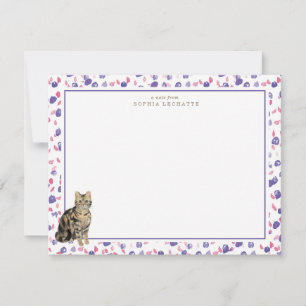 Brown Tabby Cat Personalized Stationery Card