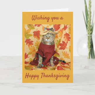 Brown tabby Thanksgiving card