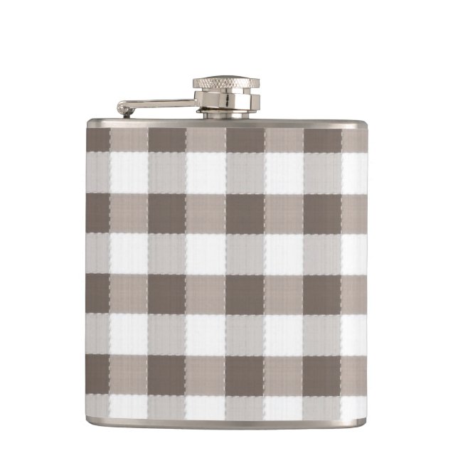 Brown Table Cloth Pattern Hip Flask (Front)