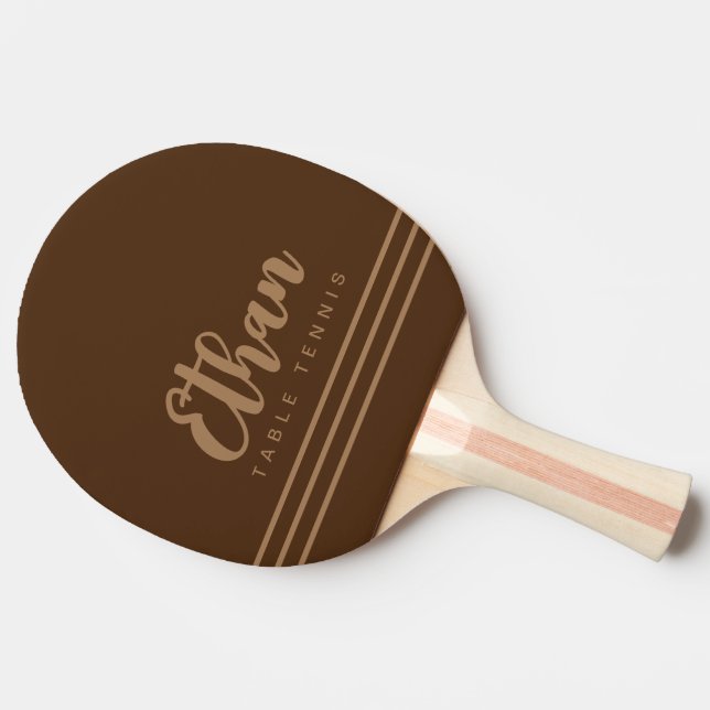 Brown Table-Tennis Stylish Calligraphy Ping Pong Paddle (Side)