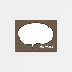 Brown Talk Bubble Personalized Name Post-it Notes