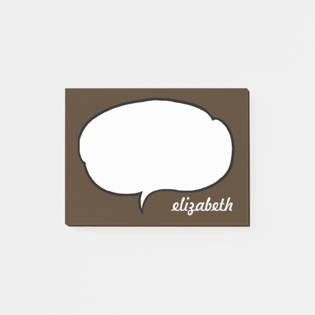 Brown Talk Bubble Personalized Name Post-it Notes (Front)