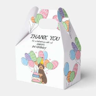 Brown Tan Aussiedoodle Dog Birthday Thank You Favor Box