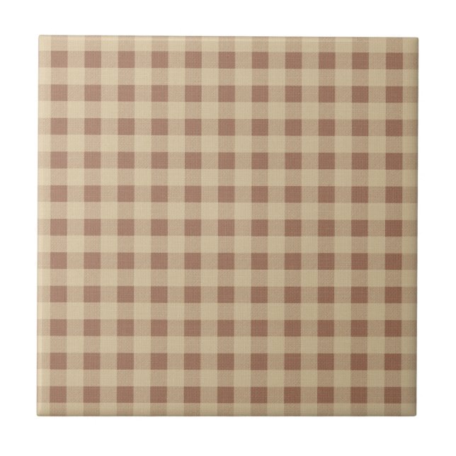 Brown Tan Beige Buffalo Plaid Country Rustic Tile (Front)