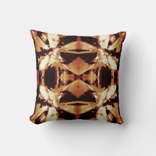 Brown Tan Black Beige Bold Mediterranean Mosaic Throw Pillow