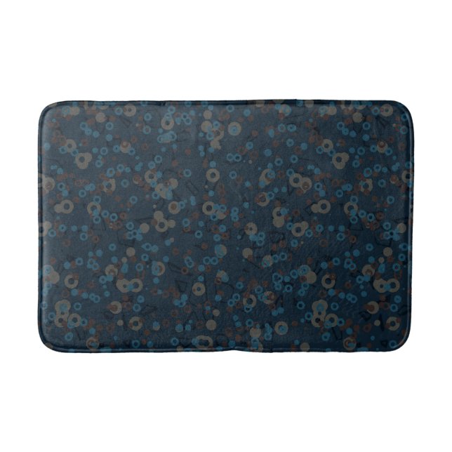 brown tan blue geometric bath mat (Front)
