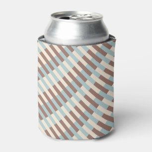 Brown Tan Blue Stripes Can Cooler
