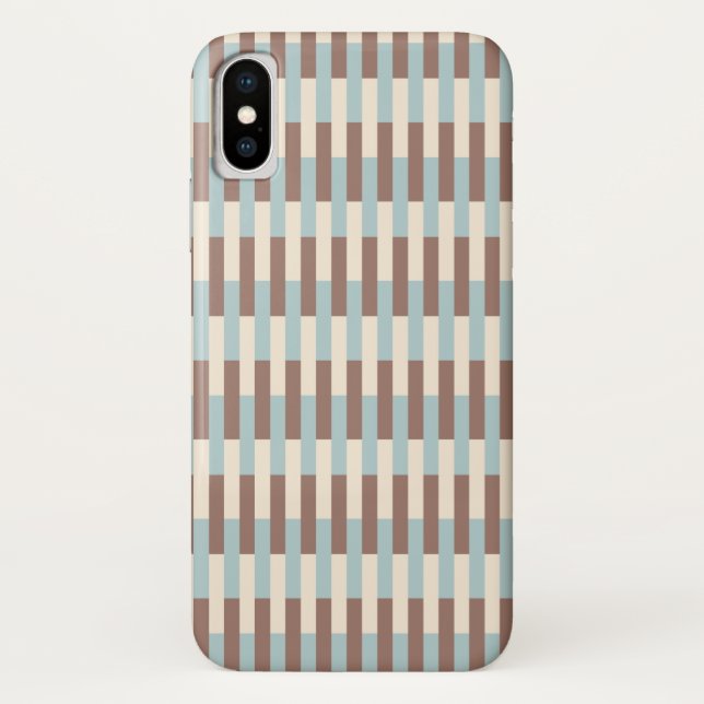 Brown Tan Blue Stripes Case-Mate iPhone Case (Back)