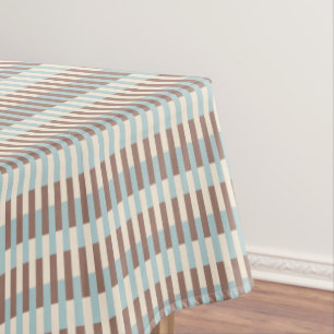 Brown Tan Blue Stripes Tablecloth