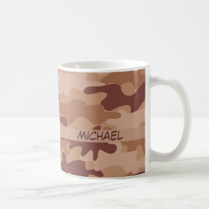 Brown Tan Camo Camouflage Name Personalized Coffee Mug