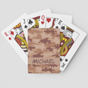 Brown Tan Camo Camouflage Name Personalized Poker Playing Cards