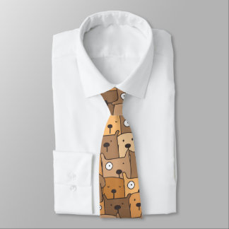 Brown Tan Dog Lover Retro Tie