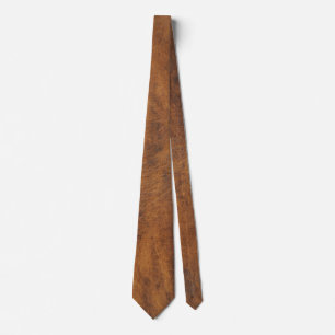 Brown Tan Faux Leather Print Wedding Groomsmen Tie