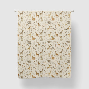 Brown Tan Jungle Animals Baby Nursery Blackout Curtains