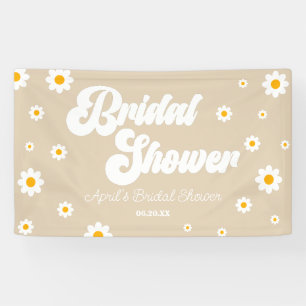 Brown Tan Retro Daisy Flower Floral Bridal Shower Banner