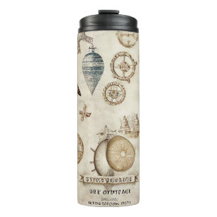 BROWN & TAN VINTAGE NAUTICAL THEMED TUMBLER