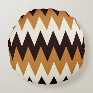 Brown Tan & White Chevron Print Throw Pillow