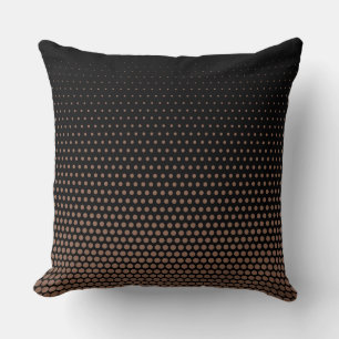 Brown-tangelo Techno Dots Modern Black Throw Pillow
