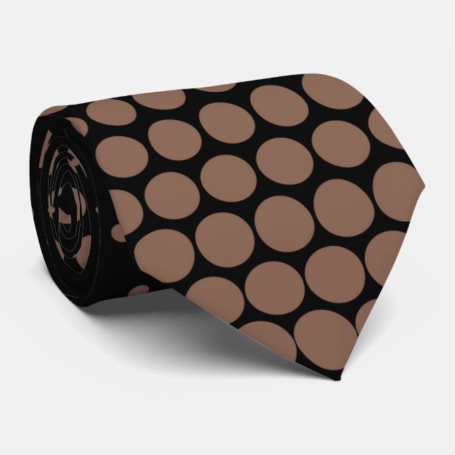 Brown-tangelo Techno Dots Modern Black Tie (Rolled)