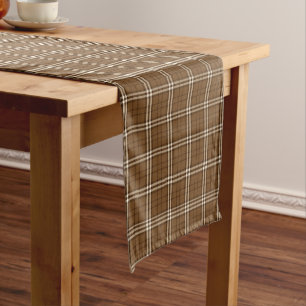 Brown Tartan Long Table Runner
