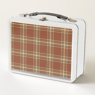 Brown Tartan Metal Lunch Box