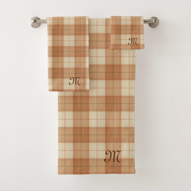 Brown Tartan Personnalisé Monogramme Élégant Cadea (En situation)
