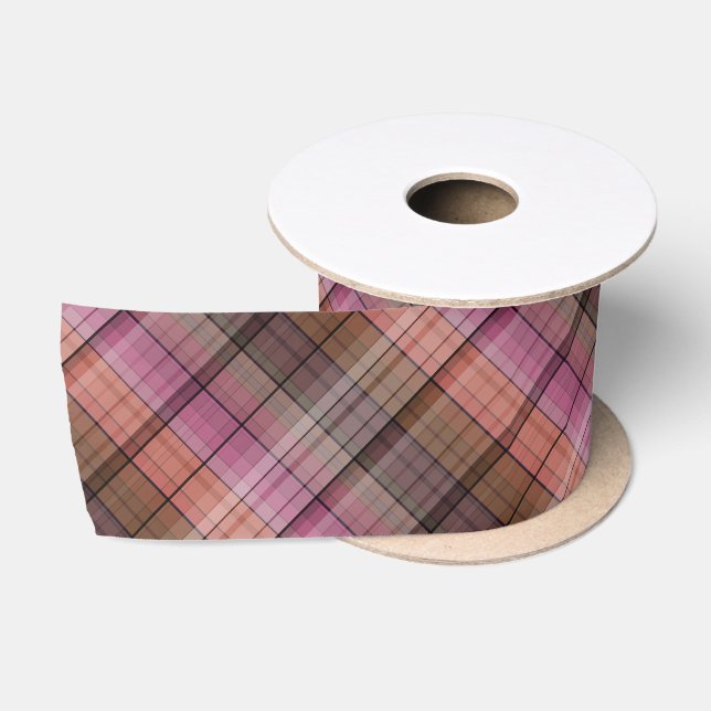 Brown tartan satin ribbon (Spool)