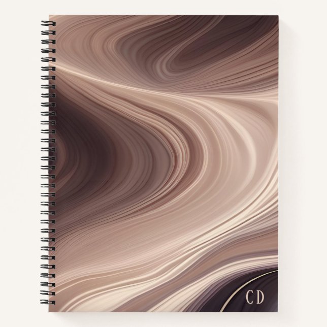 Brown, Taupe, Cream Swirl Notebook (Front)