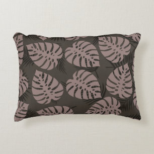 Brown Taupe Leaf Decorative Pillow