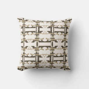 Brown Taupe Rows on Off-White Perpendicular Design Throw Pillow