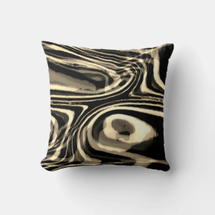 Brown Taupe Tan Beige Swirling Lines Design Throw Pillow
