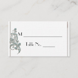 Brown Teal Art Deco Posh Wedding Place Cards