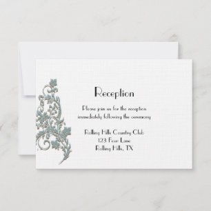 Brown Teal Art Deco Posh Wedding Reception Invitation