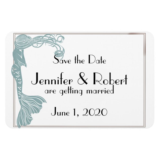 Brown Teal Art Deco Posh Wedding Save the Date Magnet (Horizontal)