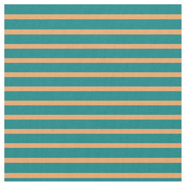 Brown & Teal Coloured Striped/Lined Pattern Fabric (Close Up)