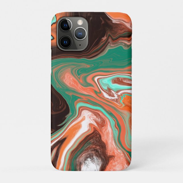 Brown, Teal, Orange Marble Digital Art  Case-Mate iPhone Case (Back)