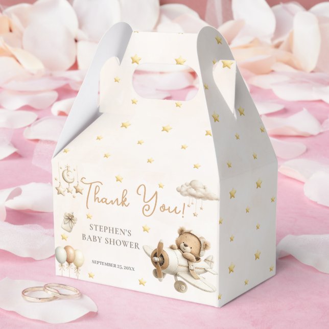 Brown Teddy Bear Airplane Favour Box (Wedding)