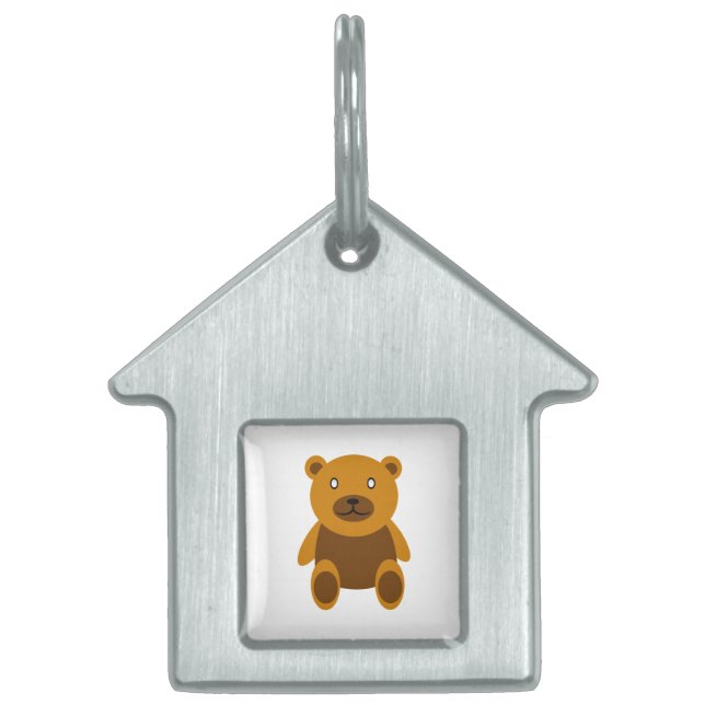 Brown teddy bear clipart pet ID tag (Front)