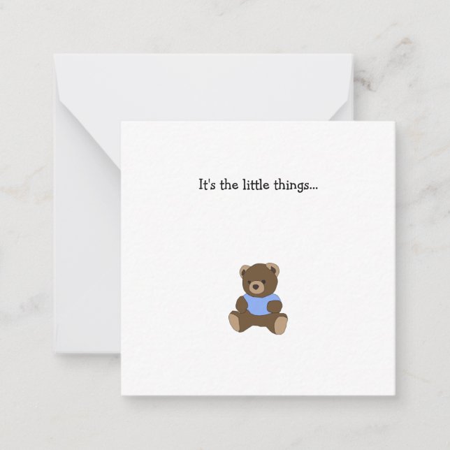Brown Teddy Bear Mini Thank You Note Card (Front)