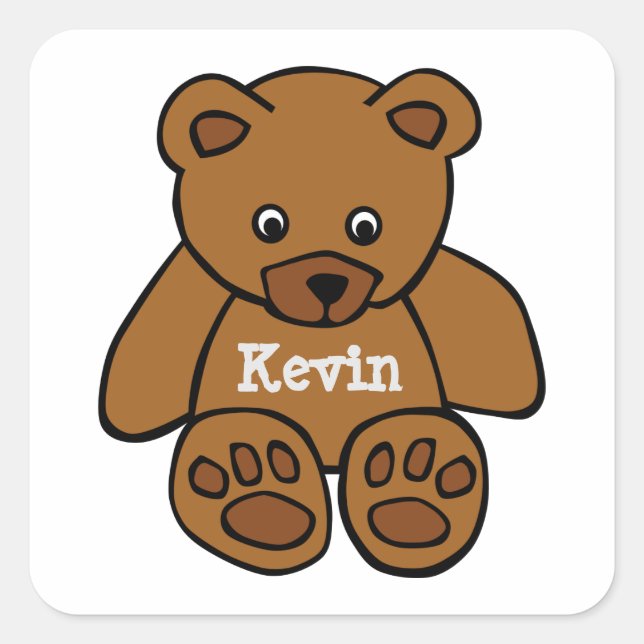 brown teddy bear - personalized square sticker (Front)