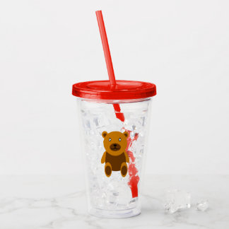Brown teddybear clipart acrylic tumbler