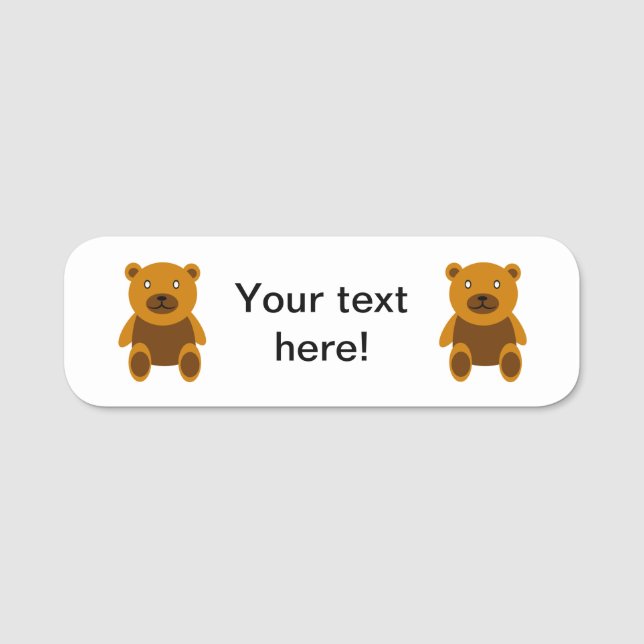 Brown teddybear clipart name tag (Front)
