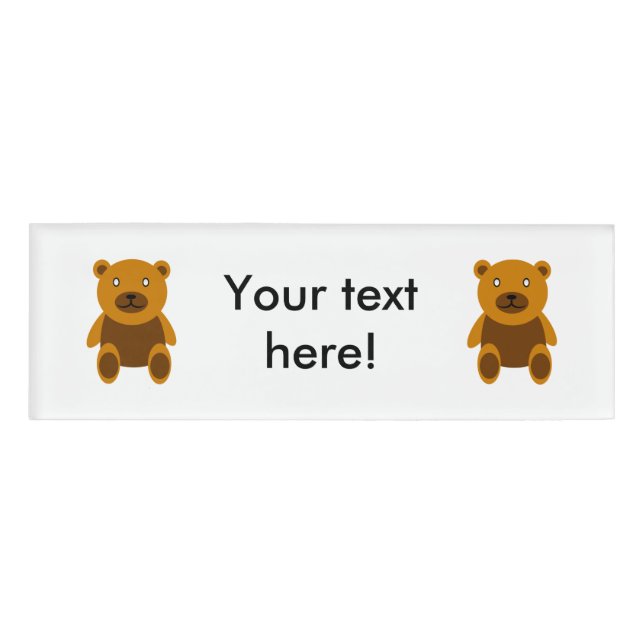 Brown teddybear clipart name tag (Front)